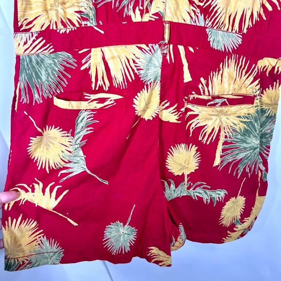 Free People Women's Malibu Hawaiian Romper M Maroon Combo Cotton Tropical - Picture 10 of 13